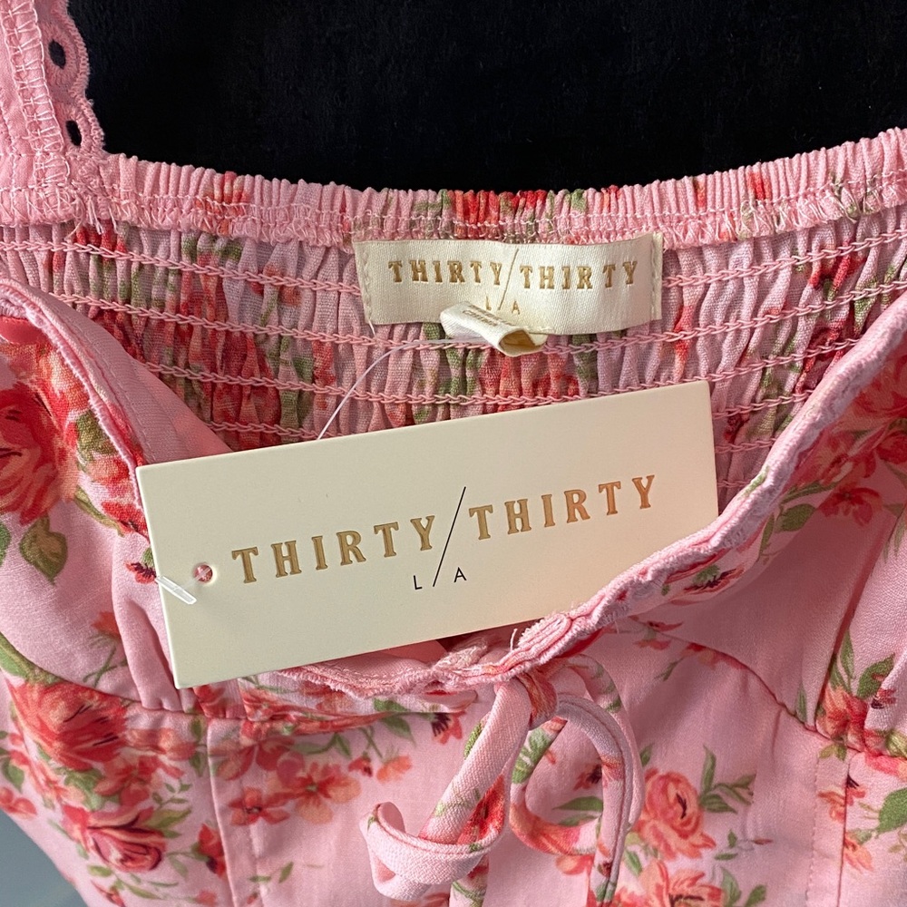Pink Floral Lace Crop Top - Picture 2 of 3